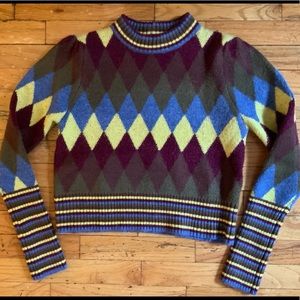 ZARA diamond pattern puff Slav sweater NWOT